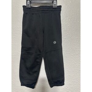 RIP-IT Kids Black Softball Pants Elastic Waist Drawstring Side Logo YS